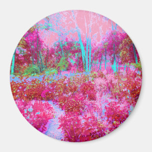 Impressionistische Landschaft Rot und Rosa Garten Magnet
