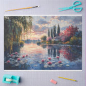 Impressionistische Landschaft Willow Lotus Decoupa Seidenpapier (Basteln)