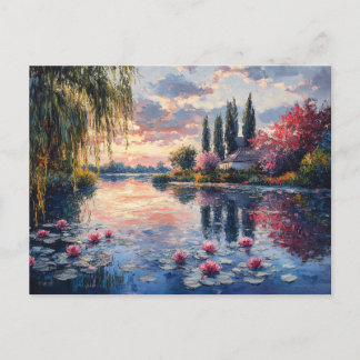 Impressionistische Landschaft Willow Lotus Postkarte