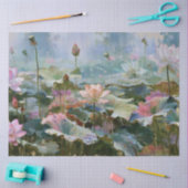 Impressionistische Lotus-Teich-Ölgemälde Seidenpapier (Basteln)