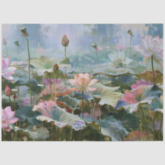 Impressionistische Lotus-Teich-Ölgemälde Seidenpapier