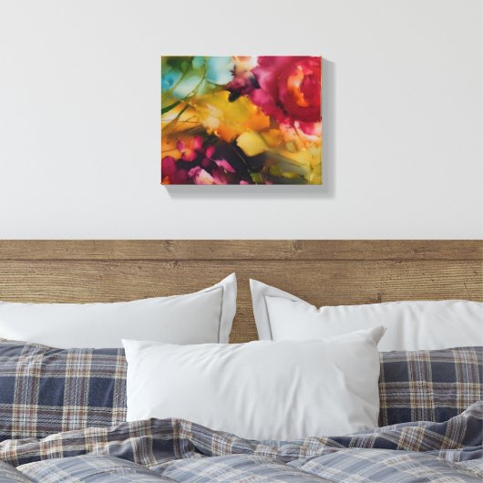 Impressionistische moderne Blumenjuwelentöne Leinwanddruck (Insitu (Schlafzimmer))