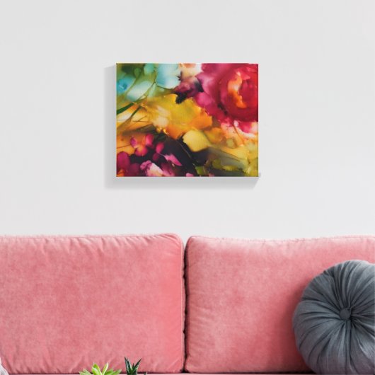 Impressionistische moderne Blumenjuwelentöne Leinwanddruck (Insitu (Wohnzimmer))