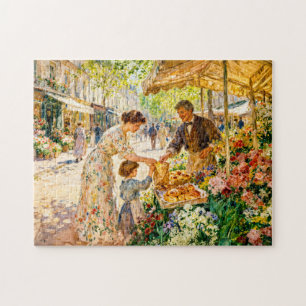 Impressionistische Mutter und Kind auf einem farbe Puzzle