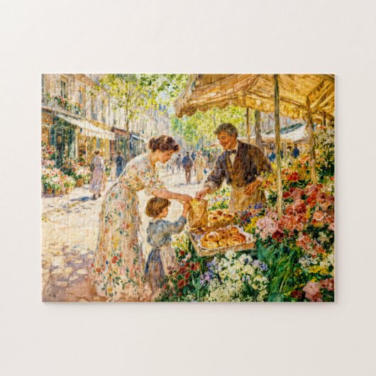 Impressionistische Mutter und Kind auf einem farbe Puzzle (Horizontal)