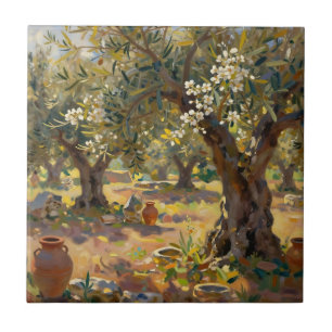 Impressionistische Olivenhain-Szene Fliese