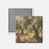 Impressionistische Olivenhain-Szene Magnet (Vorderseite/Rückseite)