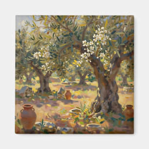 Impressionistische Olivenhain-Szene Magnet