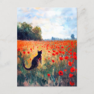 Impressionistische Ölmalerei auf Mohnfeld Postkarte