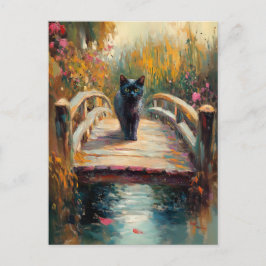 Impressionistische Ölmalerei auf Schwarze Katze au Postkarte