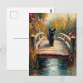 Impressionistische Ölmalerei auf Schwarze Katze au Postkarte (Vorne/Hinten)