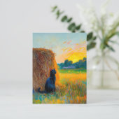 Impressionistische Ölmalerei von Cat durch Haystac Postkarte (Stehend Vorderseite)