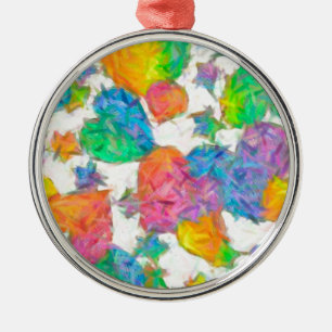 Impressionistische Pastell-Valentinsherzen Silbernes Ornament