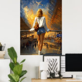 Impressionistische Reiselandschaft – Goldener Aufb Poster (Heimbüro)
