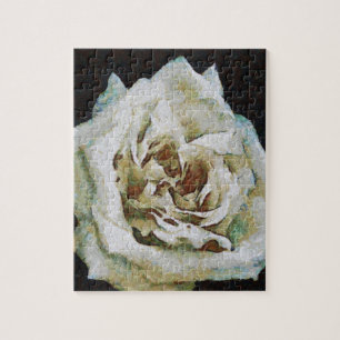 Impressionistische Rose Abgeschieden auf schwarz Puzzle
