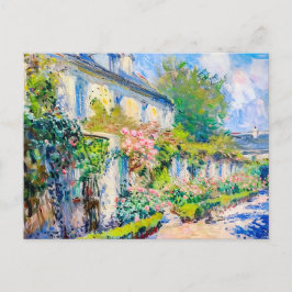 Impressionistische Rose an der Sommerhauswand Feiertagspostkarte