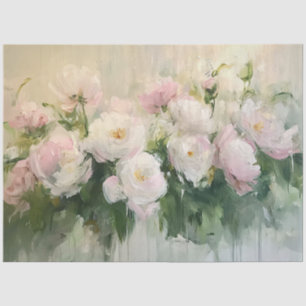 Impressionistische Rosenmalerei in Rosa Decoupage Seidenpapier