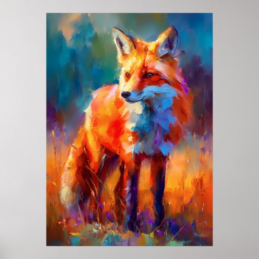 Impressionistische Rotfuchs-Wildmalerei Poster (Vorne)