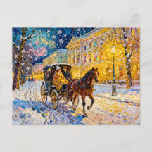 Impressionistische schneebedeckte Stadt Nacht mit