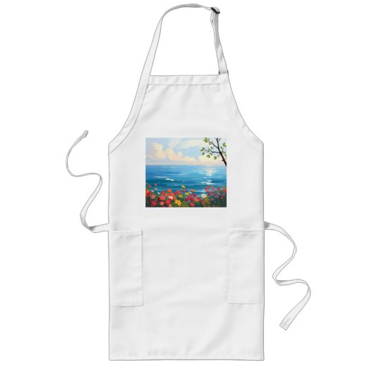 Impressionistische Seascape mit blühendem Garten Lange Schürze (Vorne)