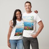 Impressionistische Seascape mit blühendem Garten T-Shirt (Unisex)