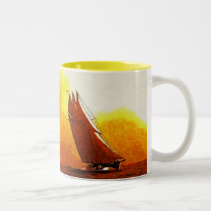 Impressionistische Segelyacht Atlantische Keramik Zweifarbige Tasse