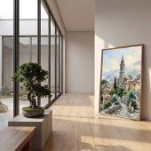 Impressionistische Sommerlandschaft - Morgennebel Poster