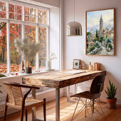 Impressionistische Sommerlandschaft - Morgennebel Poster