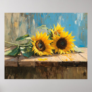 Impressionistische Sonnenblumenmalerei Poster