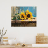 Impressionistische Sonnenblumenmalerei Poster (Küche)