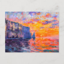 Impressionistische Sonnenuntergangs-Kliff-Meeresla