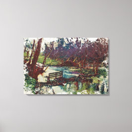 Impressionistische Uferbank am Willow Hall Damm Leinwanddruck