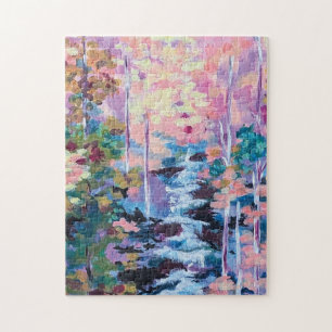 Impressionistische Wasserfallmalerei Puzzle