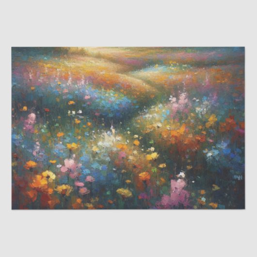Impressionistische Wildblume Blumendekoupage Seidenpapier (Vorderseite)