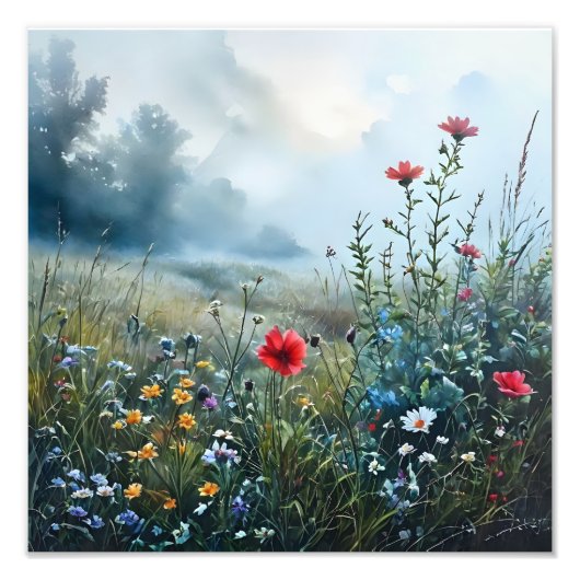 Impressionistische Wildblume Meadow Fotodruck (Vorne)