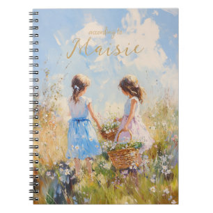 Impressionistische Wildblume Meadow Girls Notizblock
