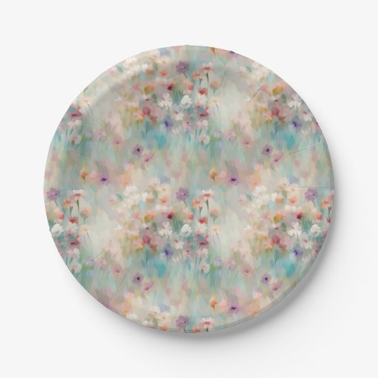Impressionistische Wildblumen Pastel Pappteller (Vorderseite)