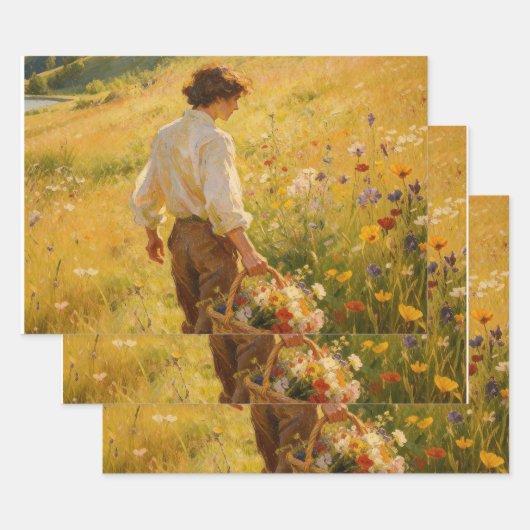 Impressionistische Wildblumen pflücken Geschenkpapier Set (Set)