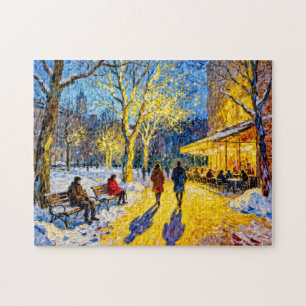 Impressionistische Winter-Stadtszenen mit Restaura Puzzle