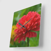 Impressionistische Zinnia Wall Clock Quadratische Wanduhr (Winkel)