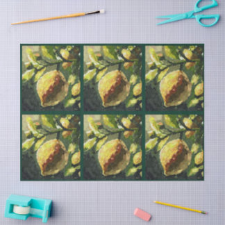Impressionistische Zitronen Hängen Zweig Decoupage Seidenpapier