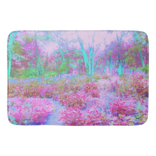 Impressionistischer Abstrakter Garten in Rosa und  Badematte (Vorderseite)