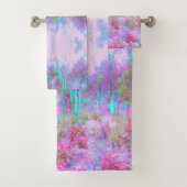 Impressionistischer Abstrakter Garten in Rosa und  Badhandtuch Set (Insitu)