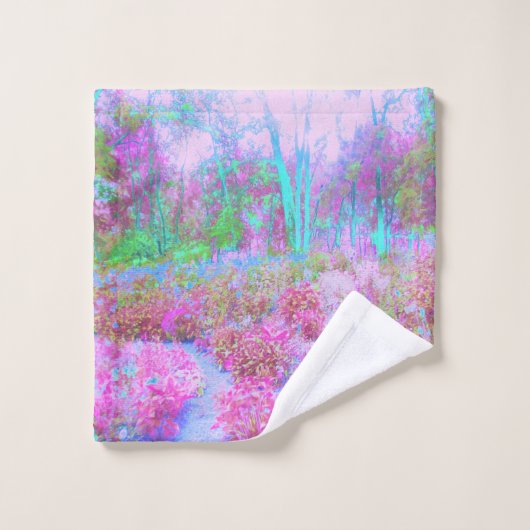 Impressionistischer Abstrakter Garten in Rosa und  Badhandtuch Set (Waschlappen)