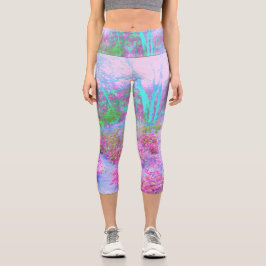 Impressionistischer Abstrakter Garten in Rosa und  Capri Leggings