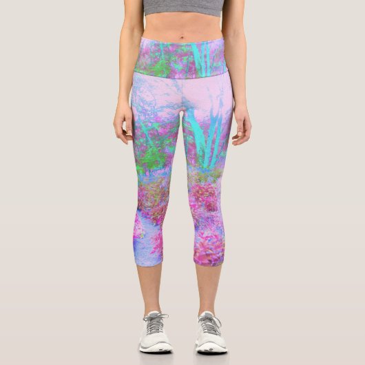 Impressionistischer Abstrakter Garten in Rosa und  Capri Leggings (Vorderseite)
