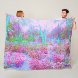Impressionistischer Abstrakter Garten in Rosa und  Fleecedecke