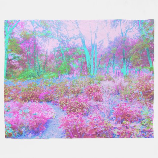 Impressionistischer Abstrakter Garten in Rosa und Fleecedecke (Vorderseite (Horizontal))