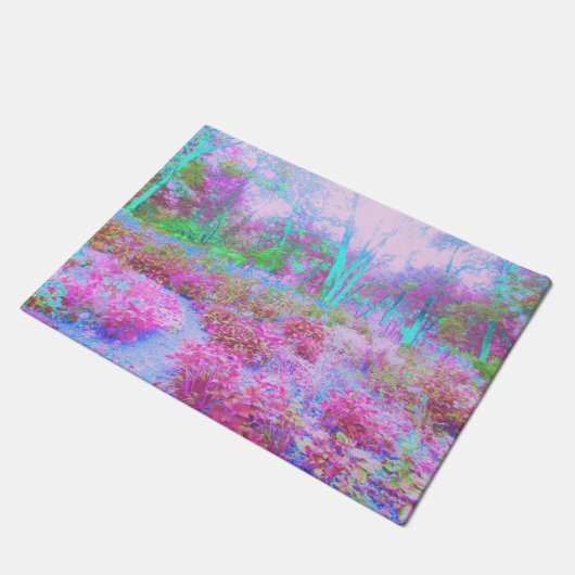 Impressionistischer Abstrakter Garten in Rosa und Fußmatte (Schrägansicht)