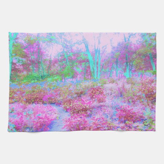 Impressionistischer Abstrakter Garten in Rosa und Geschirrtuch (Horizontal)